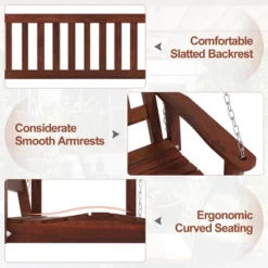 Tangkula Wooden Porch Swing 2-Person Hanging Swing Chair W/ Adjustable Galvanized Metal Chains 13 Tangkula Wooden Porch Swing 2-Person Hanging Swing Chair W/ Adjustable Galvanized Metal Chains -Tangkula GUEST f3f4d539 65bc 4986 b505 03655b43f2a9