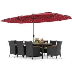 Tangkula Set Of 11 Patio Dining Set W/ 15ft Double-Sided Patio Umbrella (Base Included) -Tangkula GUEST f45e9bca 42fd 4061 a10b 2e547909f88d