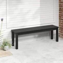 Tangkula 55" HDPE Outdoor Bench For 2-3 People Weatherproof Backless Patio Garden Bench