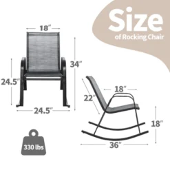 Tangkula 4pcs Patio Rocking Chair Heavy-Duty Metal Rocker Outdoor Anti-Slip Gray -Tangkula GUEST f518ea1b fd86 4182 a676 f0697b41fedb