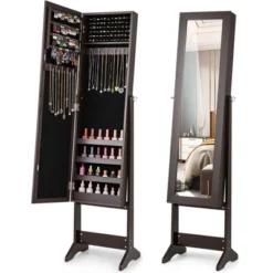 Tangkula Jewelry Mirrored Cabinet Armoire Organizer Storage Box W/ Stand Christmas Gift -Tangkula GUEST f56737f4 f3d0 4513 a24e 6cda3d0843bb