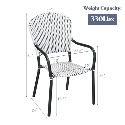 Tangkula Outdoor 4 PCS Iron Dining Chairs Patio Stackable Arm Chair For Balcony Backyard Poolside 2 Tangkula Outdoor 4 PCS Iron Dining Chairs Patio Stackable Arm Chair For Balcony Backyard Poolside - Image 2