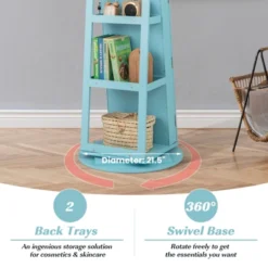 Tangkula 360° Rotating Mirrored Jewelry Cabinet Armoire 3 Color LED Modes Lockable -Tangkula GUEST f5d9e896 4c20 427a 986b 7de694c49632