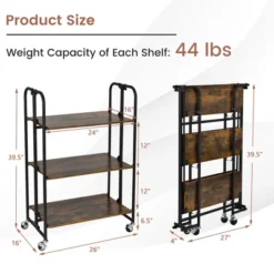 Tangkula 3-Tier Folding Bar Cart Kitchen Serving Island Utility Cart Storage Shelves 10 Tangkula 3-Tier Folding Bar Cart Kitchen Serving Island Utility Cart Storage Shelves -Tangkula GUEST f621dabf ca83 41dd 8212 fdcbdf2bb4a4