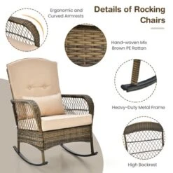 Tangkula Patio Set Of 3 Rocking Wicker Bistro Set W/ Tempered Glass Side Table Mix Brown -Tangkula GUEST f62da2d8 14b6 47bb b98e c02712685a17