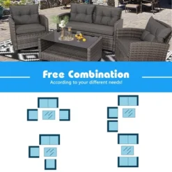 Tangkula 8PCS Rattan Patio Conversation Set Cushioned Outdoor Furniture Set -Tangkula GUEST f63c8c73 56e6 4e79 9f3d c62ed29b0d89