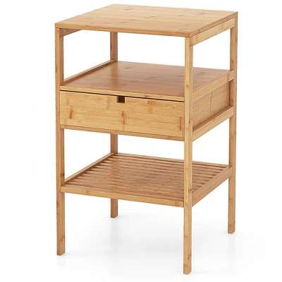 Tangkula Bamboo Nightstand W/ Pull-out Drawer & Storage Shelf Wood Natural 9 Tangkula Bamboo Nightstand W/ Pull-out Drawer & Storage Shelf Wood Natural - Image 9