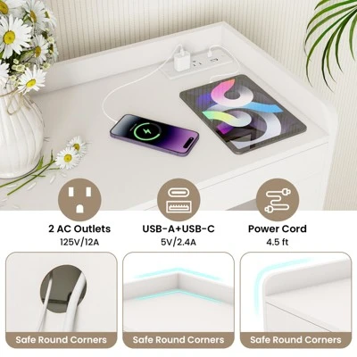 Tangkula Kitchen Pantry Cabinet Power Outlet & APP Control LED Lights Acrylic Flip Door 3 Tangkula Kitchen Pantry Cabinet Power Outlet & APP Control LED Lights Acrylic Flip Door - Image 3