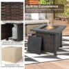 Tangkula 9PCS Furniture Set W/ 32" Fire Pit Table 50,000 BTU Square Propane Fire Pit Patio Turquoise