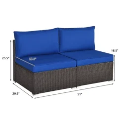 Tangkula 2PCS Patio Sectional Armless Sofas Rattan Furniture Set Outdoor W/ Cushions -Tangkula GUEST f76689e4 b497 43fe a634 3732a1381b85