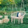 Tangkula Hanging Hammock Chair Macrame Swing Chair With Soft Cushion For Bedroom, Patio, Backyard, Balcony