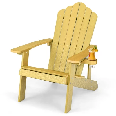Tangkula Patio HIPS Outdoor Weather Resistant Slatted Chair Adirondack Chair W/ Cup Holder 14 Tangkula Patio HIPS Outdoor Weather Resistant Slatted Chair Adirondack Chair W/ Cup Holder - Image 14