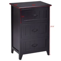 Tangkula 3 Drawers Nightstand End Table Storage Wood Side Bedside Black -Tangkula GUEST f7dae70b 0da0 4fd3 bc11 c8e9b685f8a4