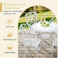 Tangkula 5 Pieces All-Weather Outdoor Cast Aluminum Dining Set Round Dining Table 13 Tangkula 5 Pieces All-Weather Outdoor Cast Aluminum Dining Set Round Dining Table -Tangkula GUEST f824de7c 5bbf 4ced b54d a6b8e41846d2