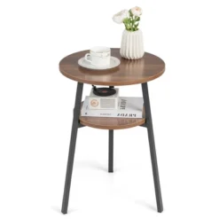 Tangkula 2-tier Accent Coffee Tea Table Nightstand Bedside Table W/ Storage Shelf -Tangkula GUEST f82e6a01 0527 4732 ad63 76d49e117fe7 2