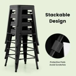 Tangkula 24" Set Of 4 Tolix Style Barstool Counter Height Metal Bar Stool Stackable Chair Black -Tangkula GUEST f8460d24 14ac 4b80 8f9c 83cfb888f7d3