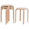 Tangkula 4 Pcs 17" Round Stacking Stool Dining Chair Set Backless Wood Seats Natural