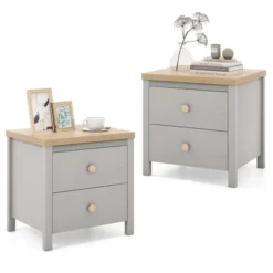 Tangkula 2 PCS Nightstand Farmhouse Side End Table W/ Solid Wood Legs & 2 Drawers 16 Tangkula 2 PCS Nightstand Farmhouse Side End Table W/ Solid Wood Legs & 2 Drawers -Tangkula GUEST fa5c4a73 5000 47cd ab33 8e72f7bfadc2