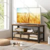 Tangkula Industrial TV Stand Media Entertainment Center With 2-tier Open Storage Shelves & Metal Frame TV Cabinet For TVs Up