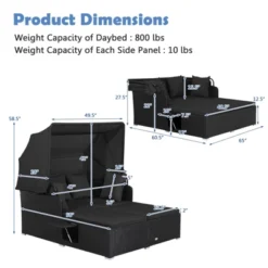 Tangkula Patio Rattan Daybed With Retractable Canopy Wicker Sun Lounger With 2 Foldable Side Panels Thick Seat & Back Cushions 17 Tangkula Patio Rattan Daybed With Retractable Canopy Wicker Sun Lounger With 2 Foldable Side Panels Thick Seat & Back Cushions -Tangkula GUEST fa7ba2b2 f504 479e 9af1 9a207329e4b5