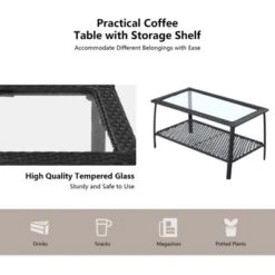 Tangkula 4PCS Patio Rattan Furniture Set Outdoor Conversation Set W/Tempered Glass Coffee Table Beige 15 Tangkula 4PCS Patio Rattan Furniture Set Outdoor Conversation Set W/Tempered Glass Coffee Table Beige -Tangkula GUEST fab76c4a db65 4c26 a6b5 6233ad0bd75a