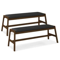 Tangkula 1pc/2pcs Solid Wood Dining Bench 50" Upholstered Entryway Bench W/ Padded Seat & Rubber Wood Frame Rectangular Ottoman Bench -Tangkula GUEST fabb172a 7674 4423 a754 c373c7a2b45a