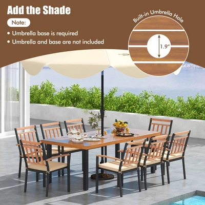 Tangkula 9 PCS Patio Dining Set W/ Soft Cushions And 1.9" Umbrella Hole For Garden 4 Tangkula 9 PCS Patio Dining Set W/ Soft Cushions And 1.9" Umbrella Hole For Garden - Image 4
