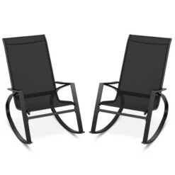 Tangkula 2 PCS Patio Rocking Chairs W/ Ergonomic Backrest Seat Safe Stoppers For Backyard -Tangkula GUEST fb2f9676 93c6 407a a7b1 ac0752517cc6