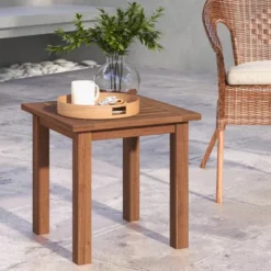 Tangkula 1PC/2PCS Patio Hardwood End Table Square Side Table With Slatted Tabletop Small Coffee Bistro Table Indoor Outdoor Side Table -Tangkula GUEST fb61a4ab 700e 4b75 b02e 9dee4ebd4a80