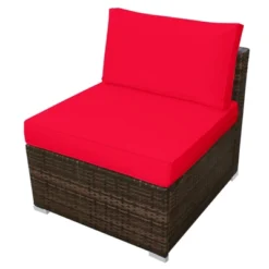 Tangkula 5-Piece Outdoor Rattan Wicker Sofa Set Lounge Chair With Red Cushions -Tangkula GUEST fba63f10 8415 4e34 9c18 1e3a4dca953b