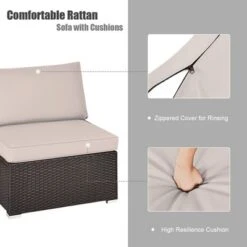 Tangkula 2PCS Patio Sectional Armless Sofas Outdoor Rattan Furniture Set W/ Cushions -Tangkula GUEST fbd9614e fb0e 46c5 b778 f149ecb7f03d