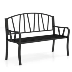 Tangkula 51" Metal Garden Bench Patio Slatted Bench For 2-3 People & Park-Style Loveseat -Tangkula GUEST fc57965d 18a2 48b7 ad6d 1f831d08c4ea