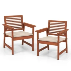 Tangkula Outdoor Hardwood Armchairs Set Of 2/4 Weather-resistant Slatted Armchairs W/Removable Cushions 16 Tangkula Outdoor Hardwood Armchairs Set Of 2/4 Weather-resistant Slatted Armchairs W/Removable Cushions -Tangkula GUEST fc740319 b122 46d7 aa29 83d920a3ce62