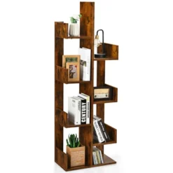Tangkula 8-Tier Modern Bookshelf Anti-fall Tree Bookcase Storage Rack Suitable For Home & Office Brown/White/Black -Tangkula GUEST fc8232b0 6a32 4de1 9a10 606d2b05baf9