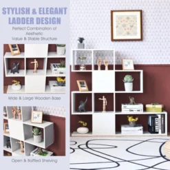 Tangkula 5-Shelf Modern Ladder Corner Bookshelf Display Storage Rack For Home&Office -Tangkula GUEST fc896bb0 17c5 43fd 97b8 97f282834f93
