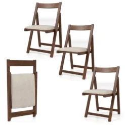 Tangkula Upholstered Dining Chair Set Of 4 W/ Curved Backrest Rubber Wood Frame -Tangkula GUEST fc8dcbb4 eb28 4451 826b b2e597e5c748