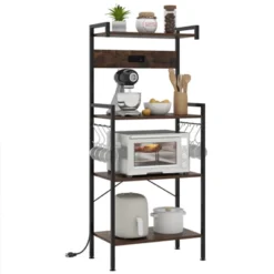 Tangkula Kitchen Bakers Rack W/ Power Outlet 4 Tiers Coffee Bar Table W/ 2 AC Outlets -Tangkula GUEST fccd1cc9 bdac 44d5 b9b5 0a97ee1f5161
