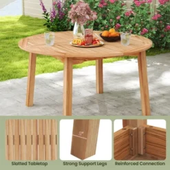 Tangkula Round Patio Dining Table Acacia Wood Outdoor Dining Table W/ 2" Umbrella Hole -Tangkula GUEST fcd14ca1 0ac1 4e7f af56 09750e756353