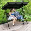 Tangkula Outdoor Porch Swing Canopy Patio Swing Chair 3 Person Canopy Hammock