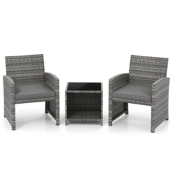 Tangkula 3 Pieces Patio Furniture Set PE Rattan Chairs Set W/ Storage Coffee Table -Tangkula GUEST fd01687a 86c6 464c 8ef5 d148a8f3105b