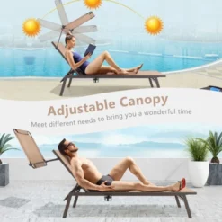 Tangkula 1PC/2PCS Outdoor Chaise Lounge 6-Position Recliner Lounger With Adjustable Sun Shade & Cup Holder -Tangkula GUEST fd47675c 428c 49eb 94af 735d0ac92ff8