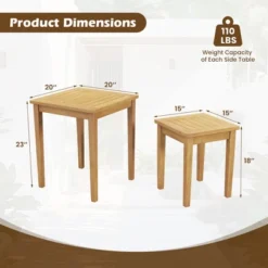 Tangkula 2 PCS Patio Nesting Table Teak Wood Outdoor Space Saving Design Square End Table -Tangkula GUEST fdd6d0dd cb20 4879 b8b1 0b053ccad64a