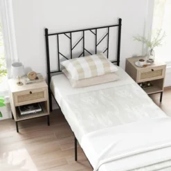 Tangkula 2PCS Rattan Nightstand Boho End Table W/ Drawer & Open Shelf For Living Room Oak -Tangkula GUEST fddce13a a851 43cc 8e9a 5f8879c8a411