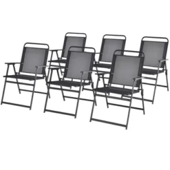 Tangkula Set Of 6 Heavy-Duty Metal Folding Chairs Frame Armrests Portable Patio Black -Tangkula GUEST fe0ac29a 354c 406b 9cc5 f06b6431f336
