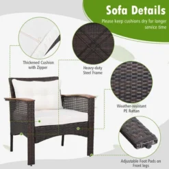 Tangkula 3PCS Patio Conversation Furniture Set PE Rattan Sofa Set W/Wood Top Table -Tangkula GUEST fe2b7f96 3ad4 43b1 8761 dd7c5bf860bc