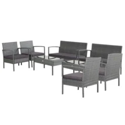 Tangkula Patio Rattan 4PCS/8PCS Cushioned Chair Side Table Classic Furniture Set Bistro Set Single Sofa Thick Cushion Loveseat For Garden Grey -Tangkula GUEST fe34ce6c 0aa7 4f52 8a02 c6cad7cc9b8b