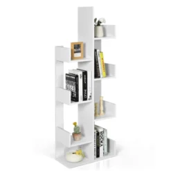 Tangkula 8-Tier Modern Bookshelf Anti-fall Tree Bookcase Storage Rack Suitable For Home & Office Brown/White/Black -Tangkula GUEST fe517766 810a 42e9 908d 7d9cdd00bfb7