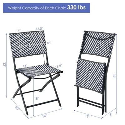 Tangkula Set Of 4 Patio PE Rattan Folding Chairs Dining Chairs With Anti-rust Frame For Garden Backyard 3 Tangkula Set Of 4 Patio PE Rattan Folding Chairs Dining Chairs With Anti-rust Frame For Garden Backyard - Image 3