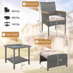 Tangkula 5 Pieces Wicker Patio Furniture Set PE Rattan Porch Chairs W/ Ottomans -Tangkula GUEST fec967b8 980b 470e 8f2a 3b24ff573b6f