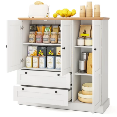 Tangkula Sideboard Buffet Cabinet Kitchen Pantry Hutch Storage Cabinet Farmhouse Credenza 9 Tangkula Sideboard Buffet Cabinet Kitchen Pantry Hutch Storage Cabinet Farmhouse Credenza - Image 9